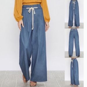 Wide leg chambray rope pants